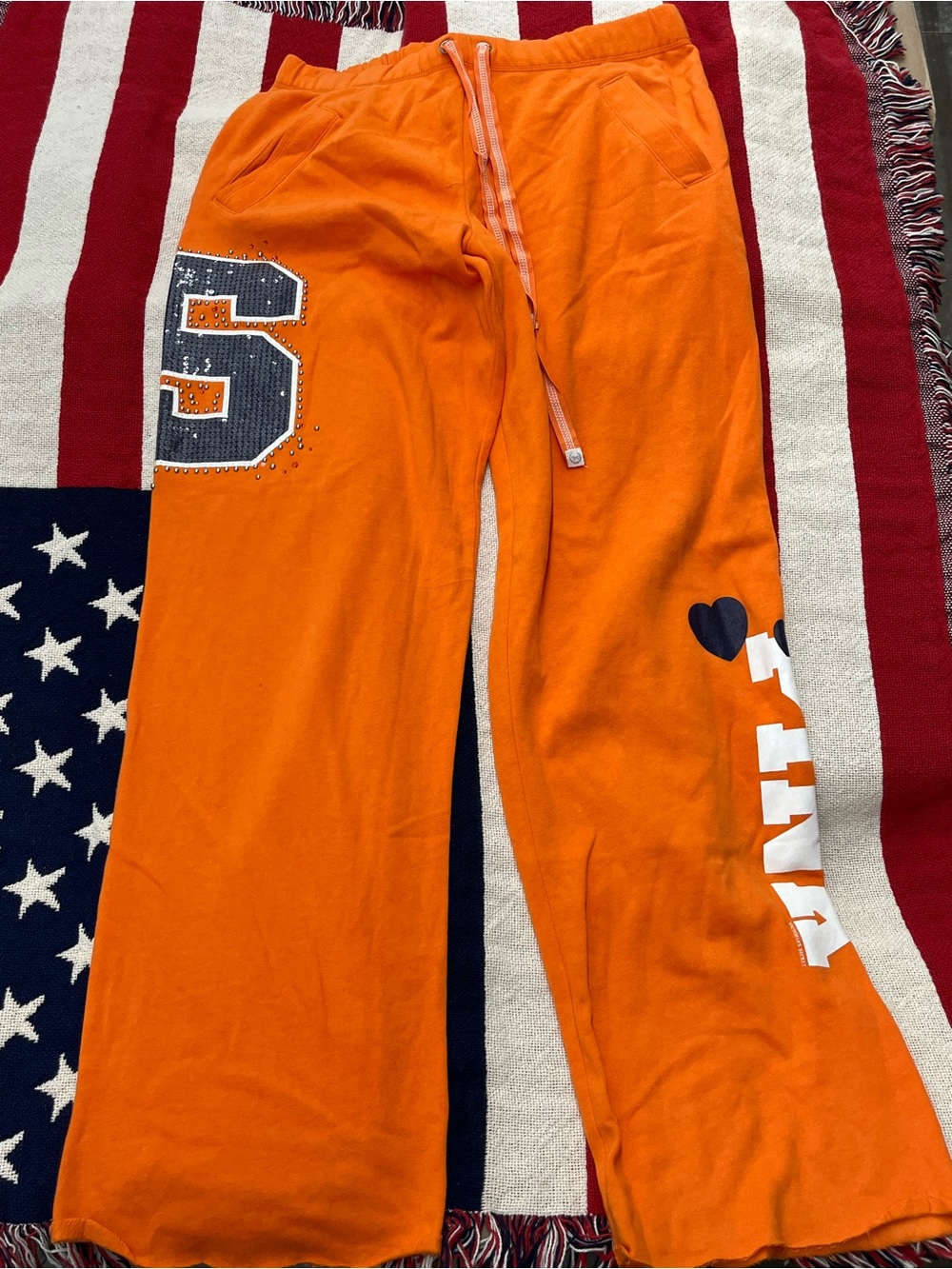 NCAA PINK Victoria Secret Syracuse Orange Sweatpants with Sequin Graphic Size S